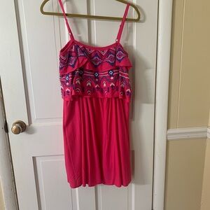 Ariat women’s Hot Pink Embroidered Ruffle Sundress